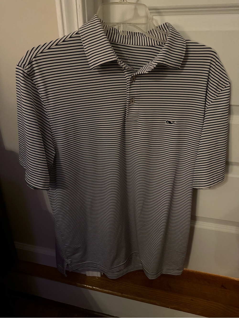 Vineyard Vines Men's White and Black Striped Polo Shirt